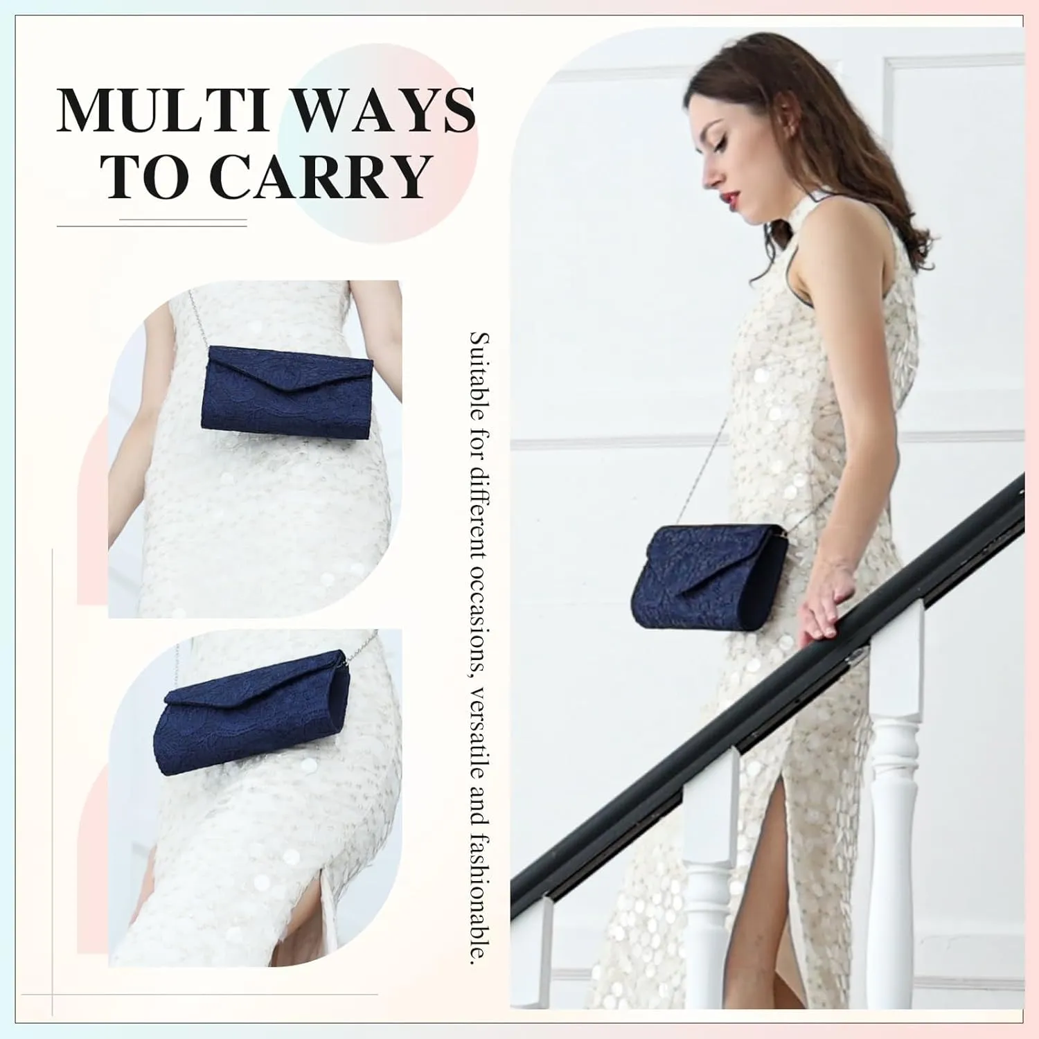 UBORSE Evening Bag Lace Clutch Purse for Women Formal Elegant Envelope Wedding Party Cocktail Crossbody Shoulder Bag