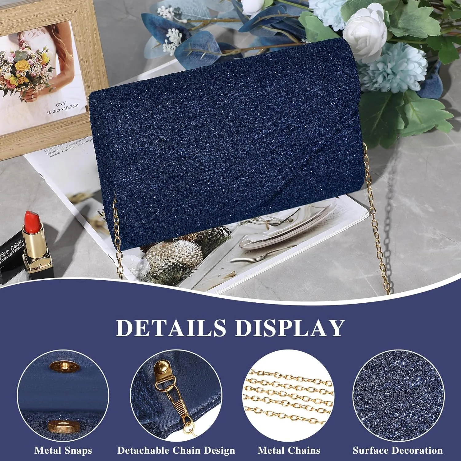 UBORSE Evening Bag Lace Clutch Purse for Women Formal Elegant Envelope Wedding Party Cocktail Crossbody Shoulder Bag