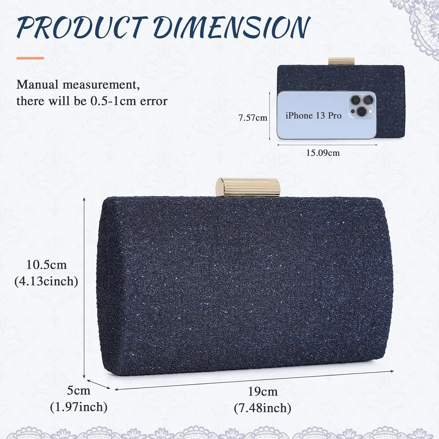 UBORSE Evening Bag Lace Clutch Purse for Women Formal Elegant Envelope Wedding Party Cocktail Crossbody Shoulder Bag