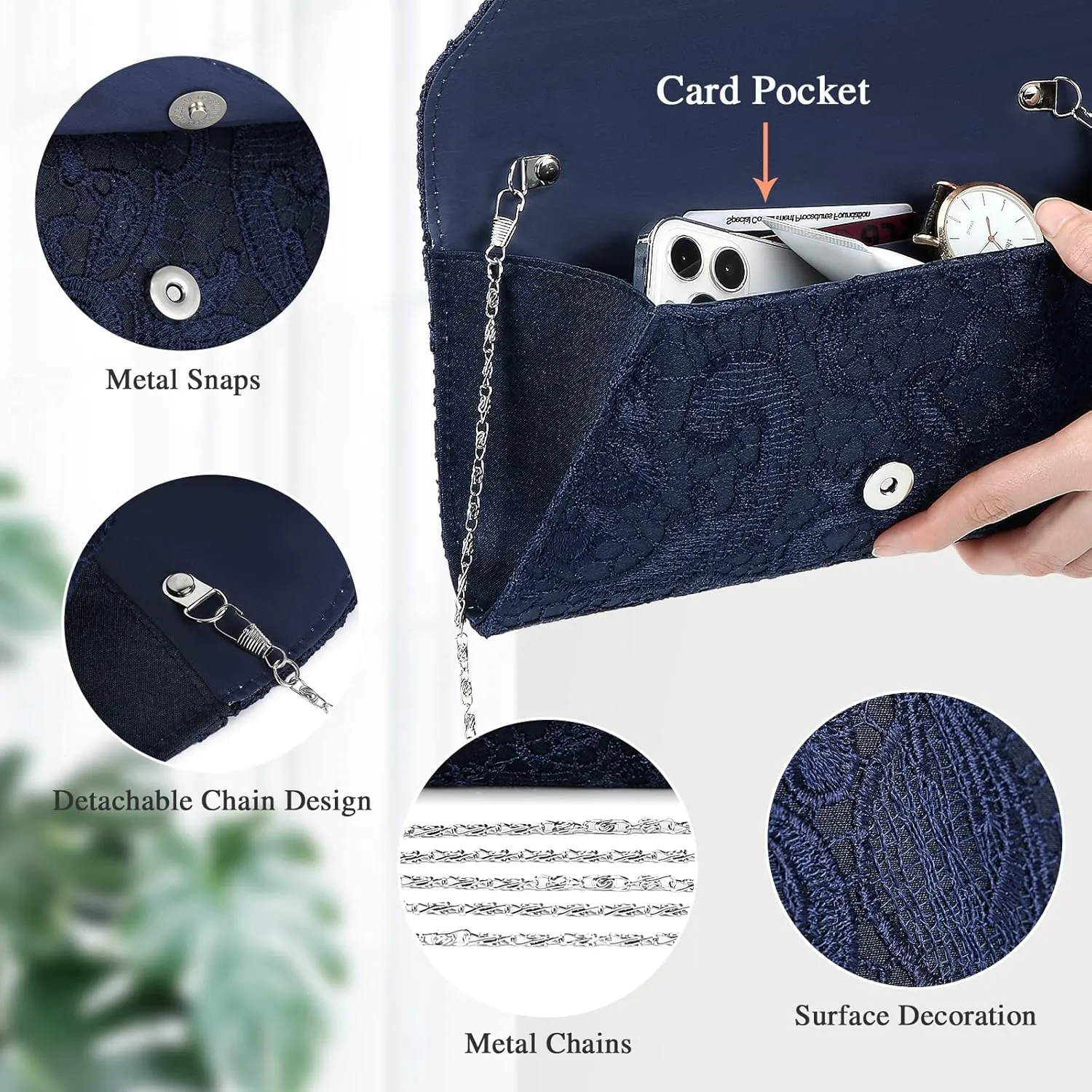 UBORSE Evening Bag Lace Clutch Purse for Women Formal Elegant Envelope Wedding Party Cocktail Crossbody Shoulder Bag