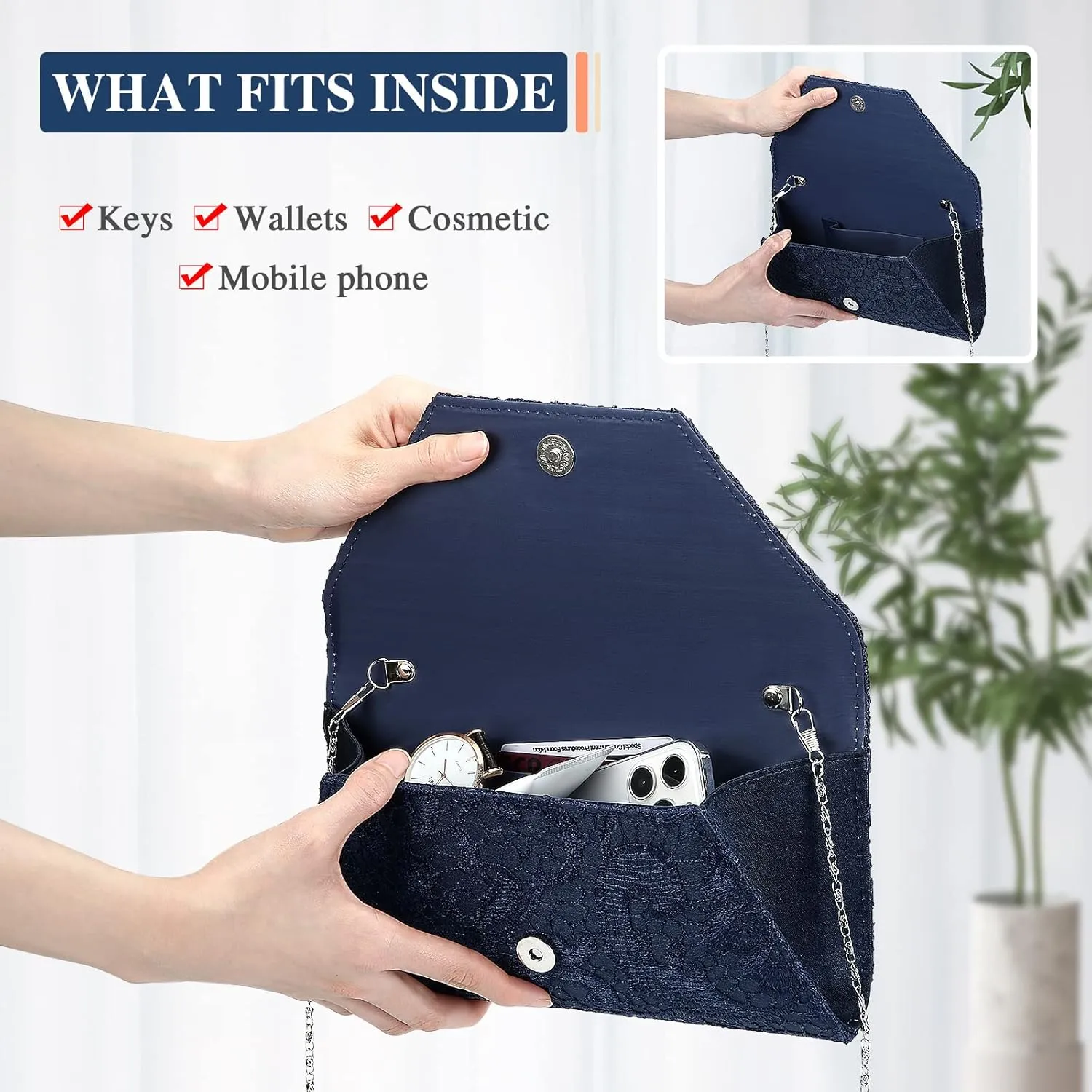 UBORSE Evening Bag Lace Clutch Purse for Women Formal Elegant Envelope Wedding Party Cocktail Crossbody Shoulder Bag