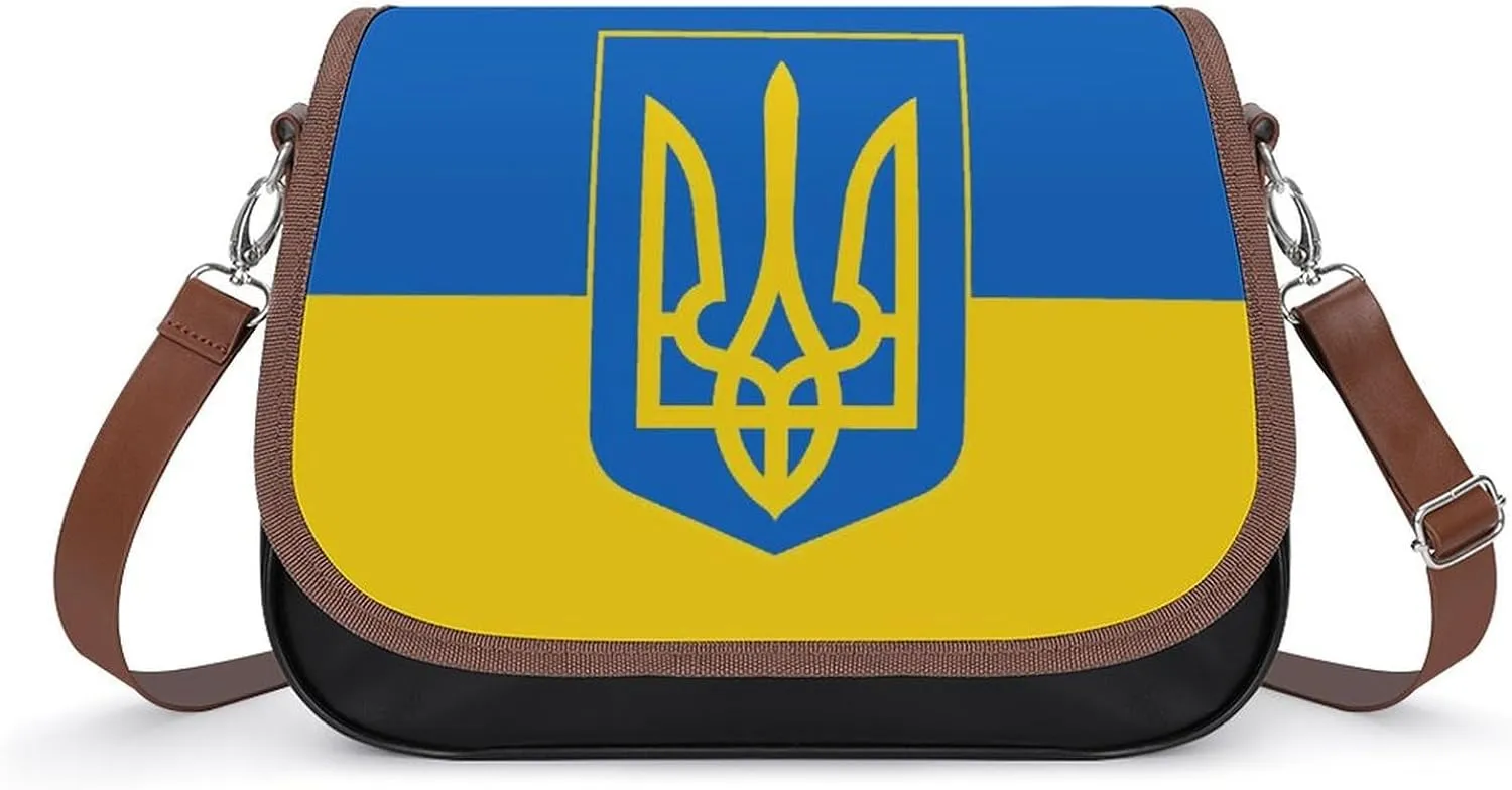Ukraine Flag National Emblem Crossbody Bags for Women Shoulder Bag Flap Handbags Leather Cross Body Purse