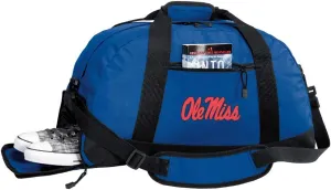 University of Mississippi Duffel Bag Suitcase - Ole Miss Gym Bags w/SHOE POCKETS (Royal)