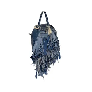 Upcycled Denim Jeans Rag Tag Fringe Bag