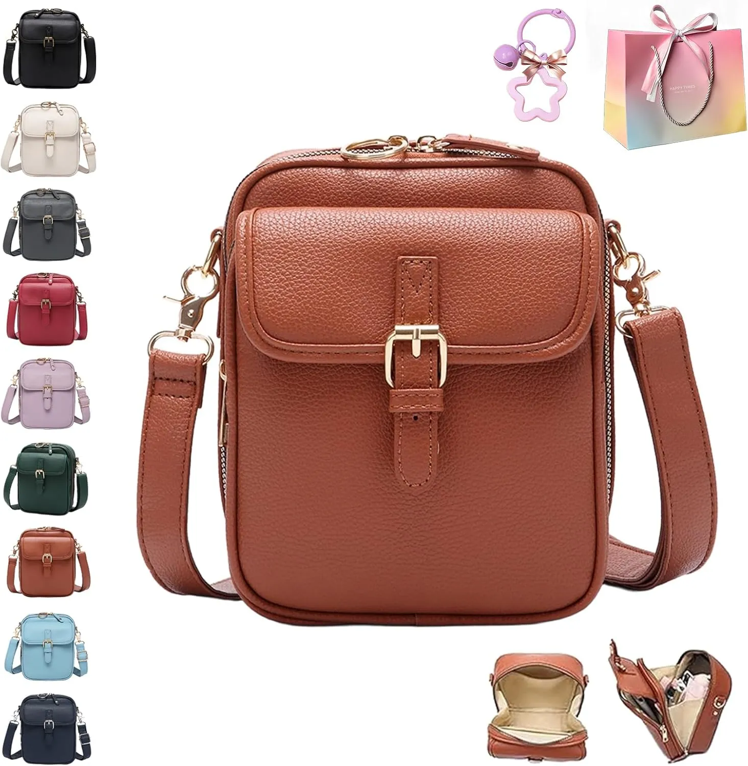 Urvashi Crossbody Leather Bag, Tojoyride Crossbody Bag, Double-Layer Large Capacity Mini Crossbody Bags