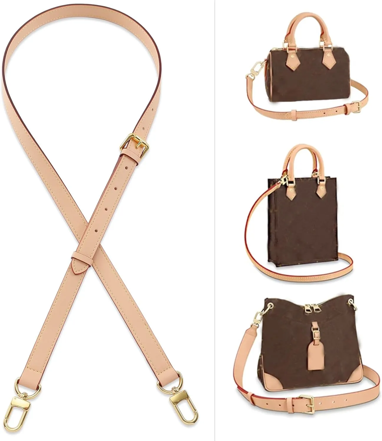Vachetta Leather Strap Adjustable Crossbody Strap for Small Bags Pochette Mini NM Eva Favorite PM MM Nano Speedy