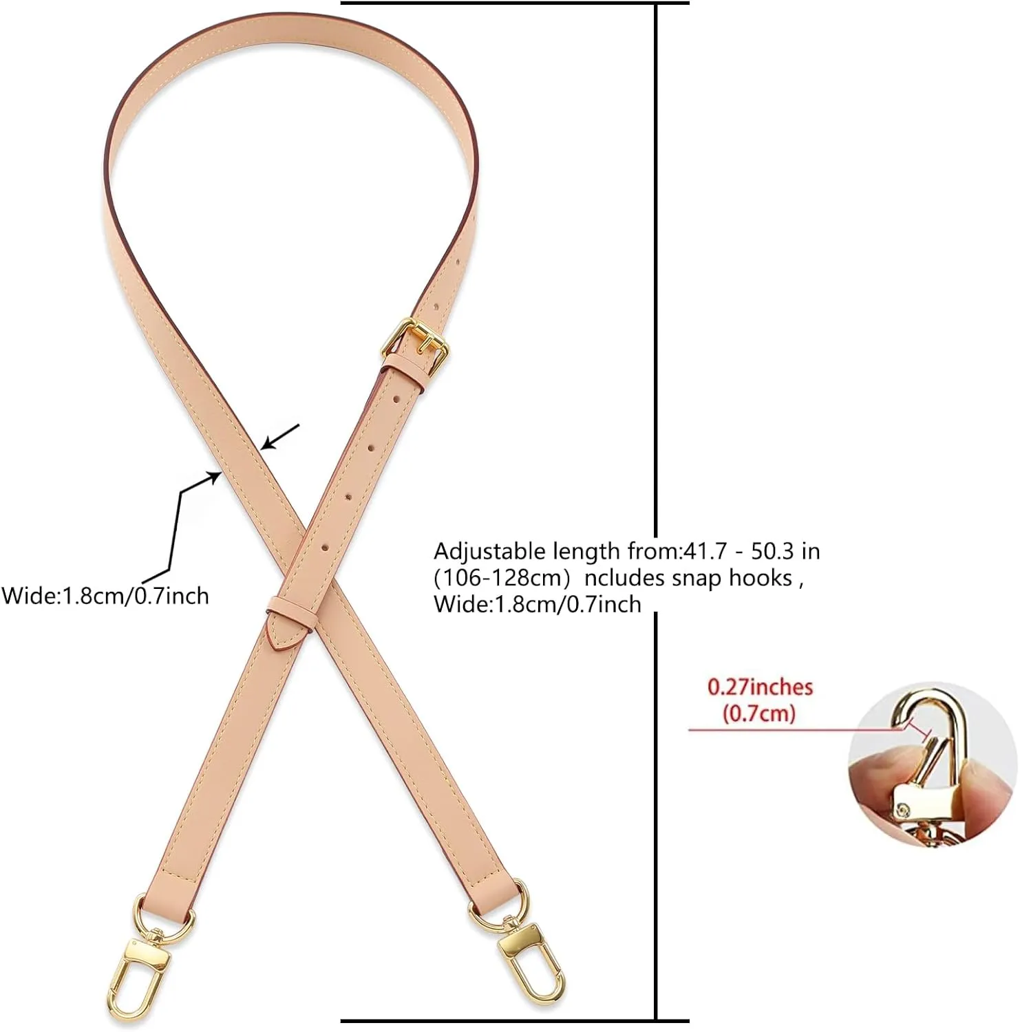 Vachetta Leather Strap Adjustable Crossbody Strap for Small Bags Pochette Mini NM Eva Favorite PM MM Nano Speedy