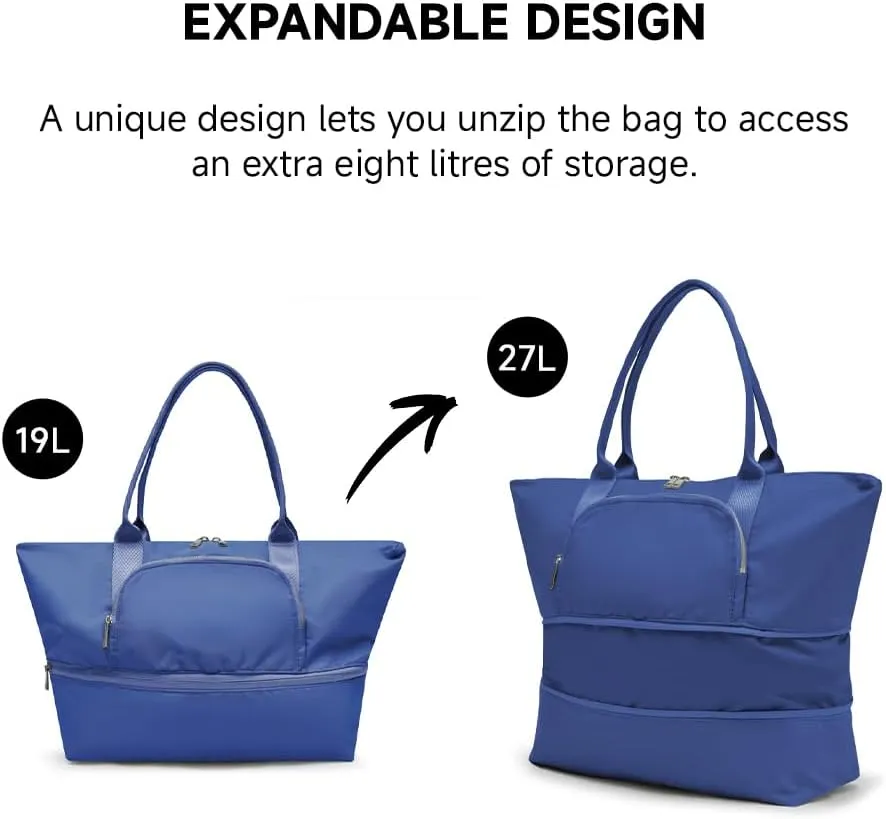VAKAER Women's Tote Bag Carry on Bag with Luggage Sleeve Travel Duffel Weekender Overnight Expandable Bags for Sports Gym