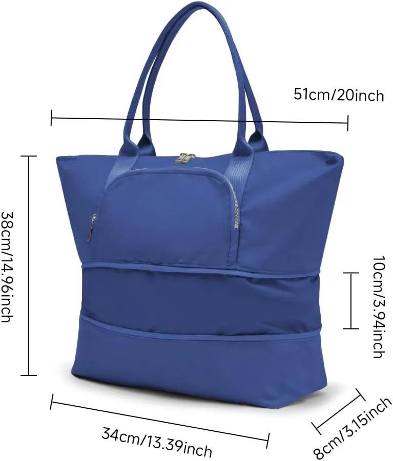 VAKAER Women's Tote Bag Carry on Bag with Luggage Sleeve Travel Duffel Weekender Overnight Expandable Bags for Sports Gym