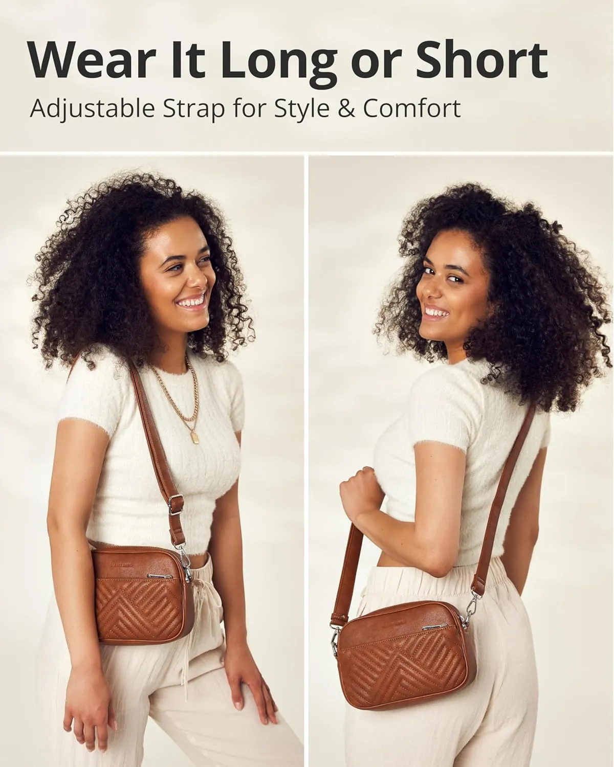 Vantamo Crossbody Bags For Women with Adjustable Strap, Premium PU Leather Purses for Women, Anti-Pickpocket Clip & Gift Box