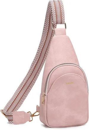 VATAN Small Sling Bag Women's Crossbody Fanny Packs Leather Crossbody Bags for Women (D-Pink)