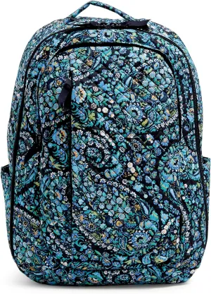 Vera Bradley Women's Cotton Large Travel Backpack Travel Bag, Dreamer Paisley - Recycled Cotton, One Size