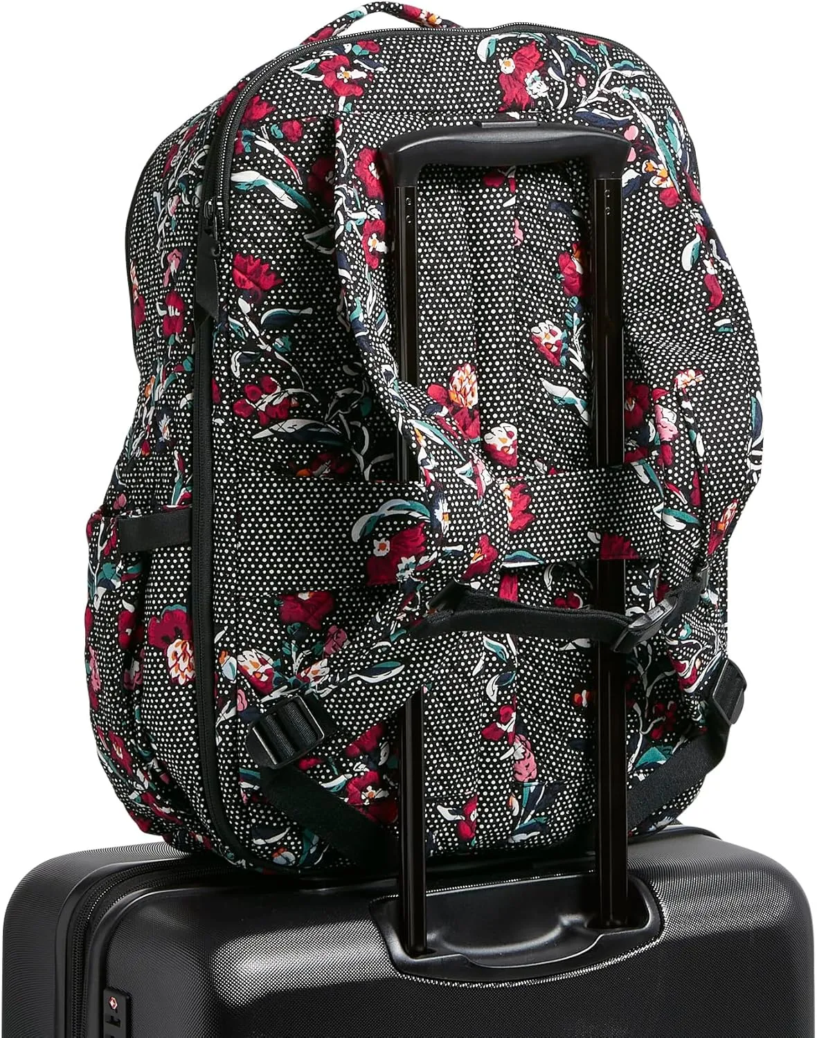 Vera Bradley Women's, Cotton Large Travel Backpack Travel Bag, Perennials Noir Dot, One Size