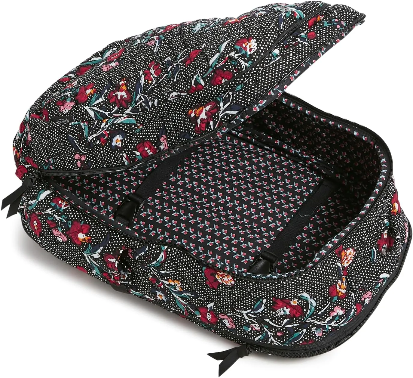 Vera Bradley Women's, Cotton Large Travel Backpack Travel Bag, Perennials Noir Dot, One Size