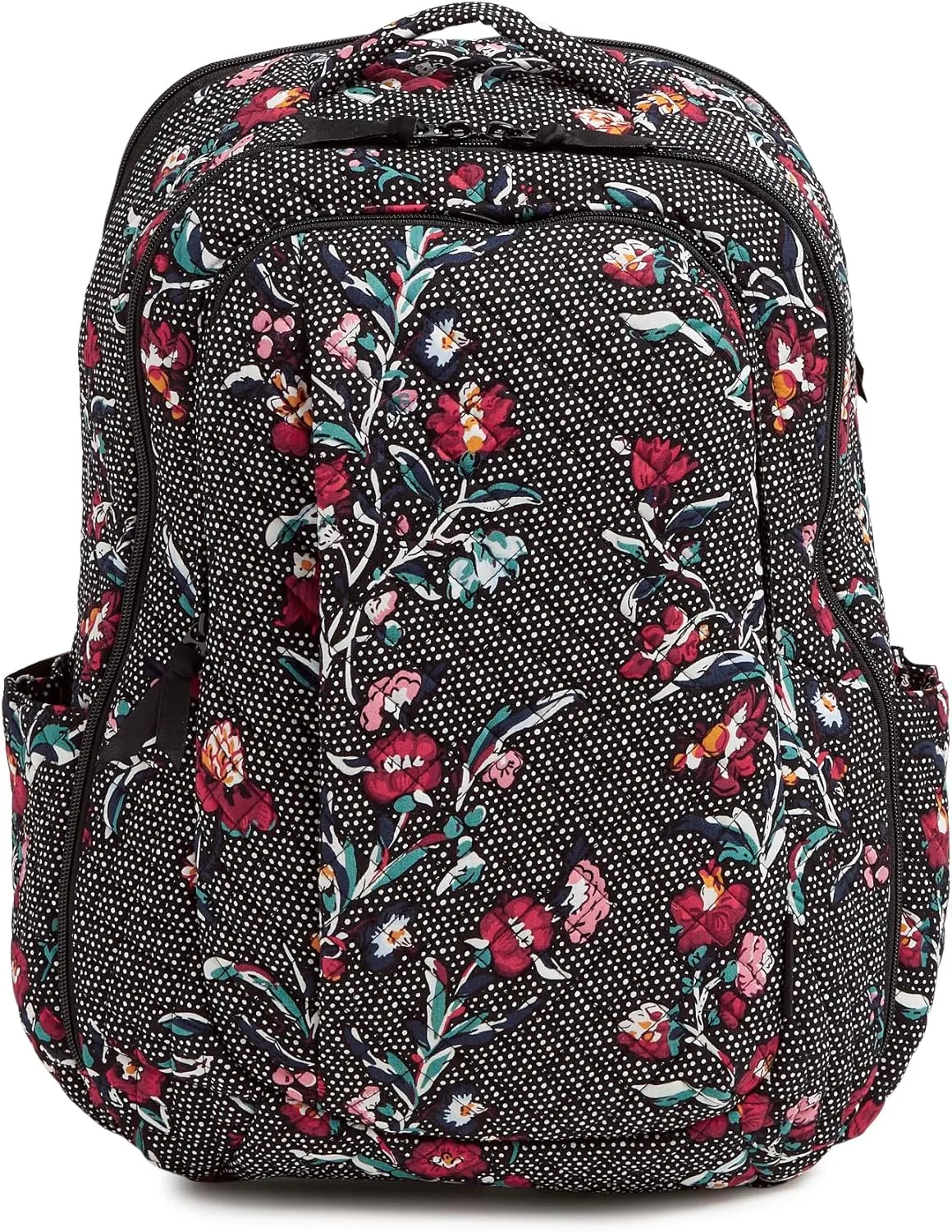 Vera Bradley Women's, Cotton Large Travel Backpack Travel Bag, Perennials Noir Dot, One Size