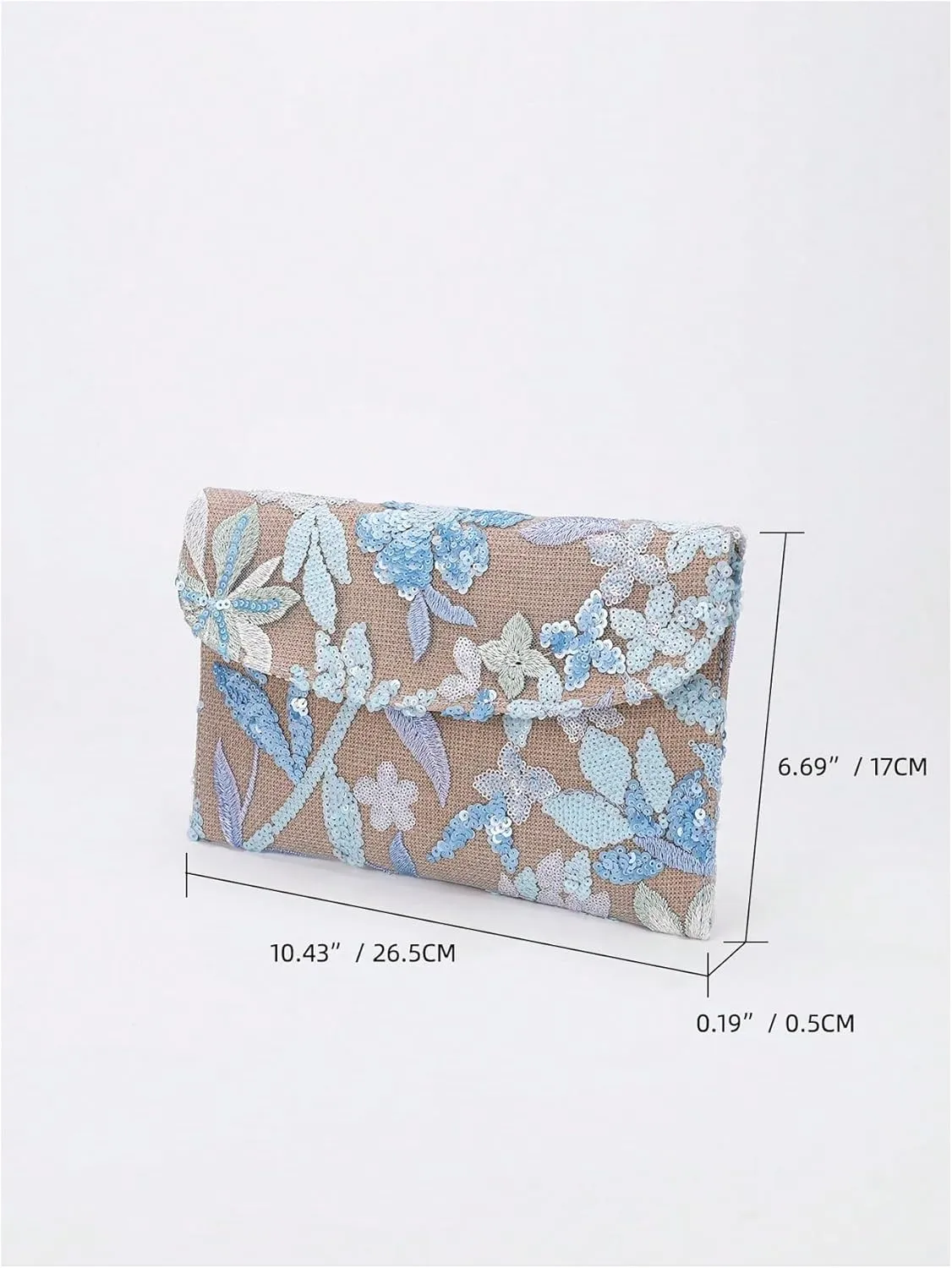 Verdusa Women's Floral Embroidery Sequin Evening Clutch Bags Party Purses