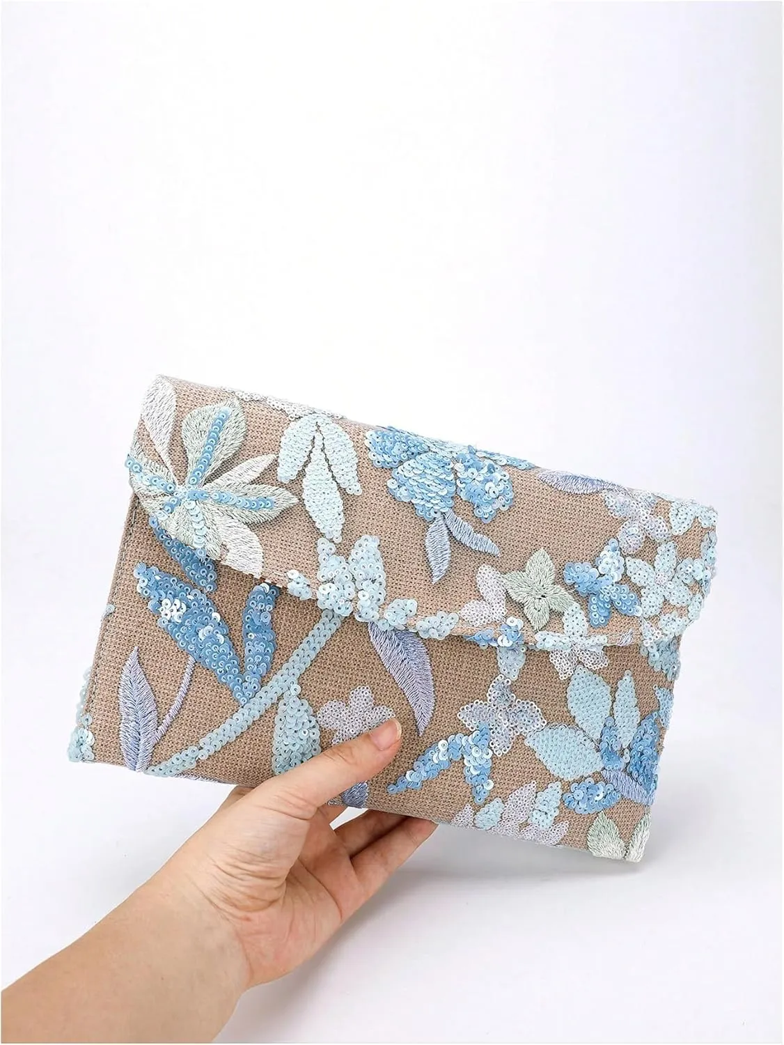 Verdusa Women's Floral Embroidery Sequin Evening Clutch Bags Party Purses