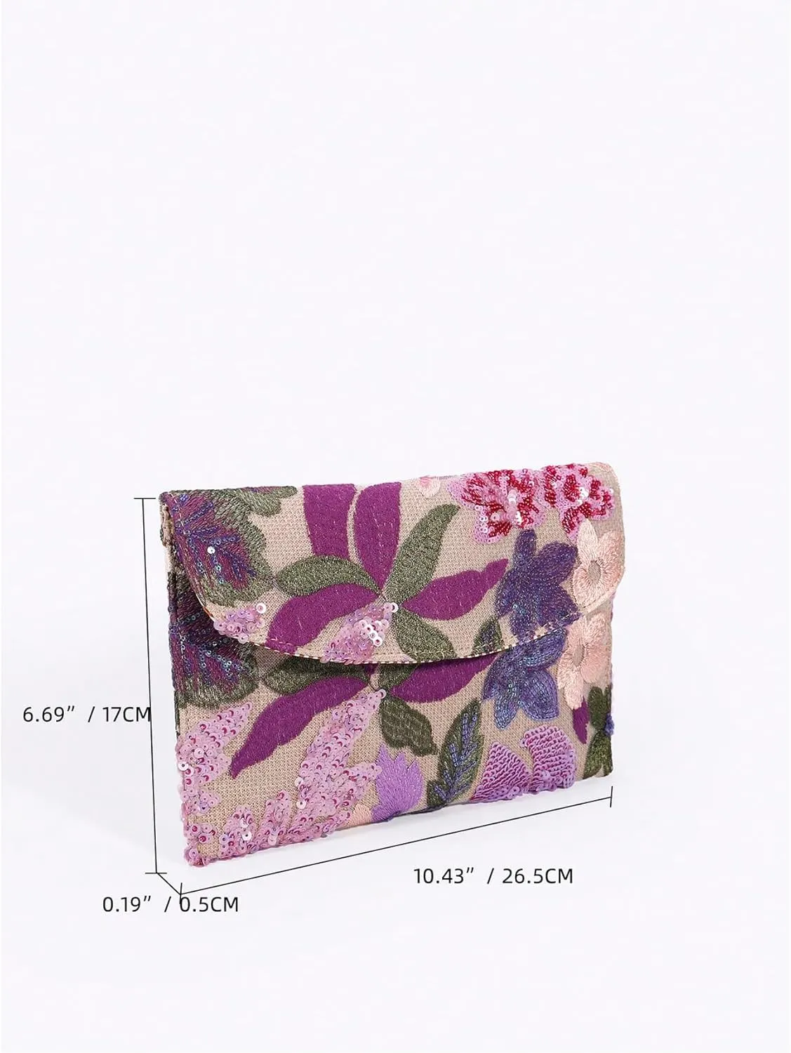 Verdusa Women's Floral Embroidery Sequin Evening Clutch Bags Party Purses