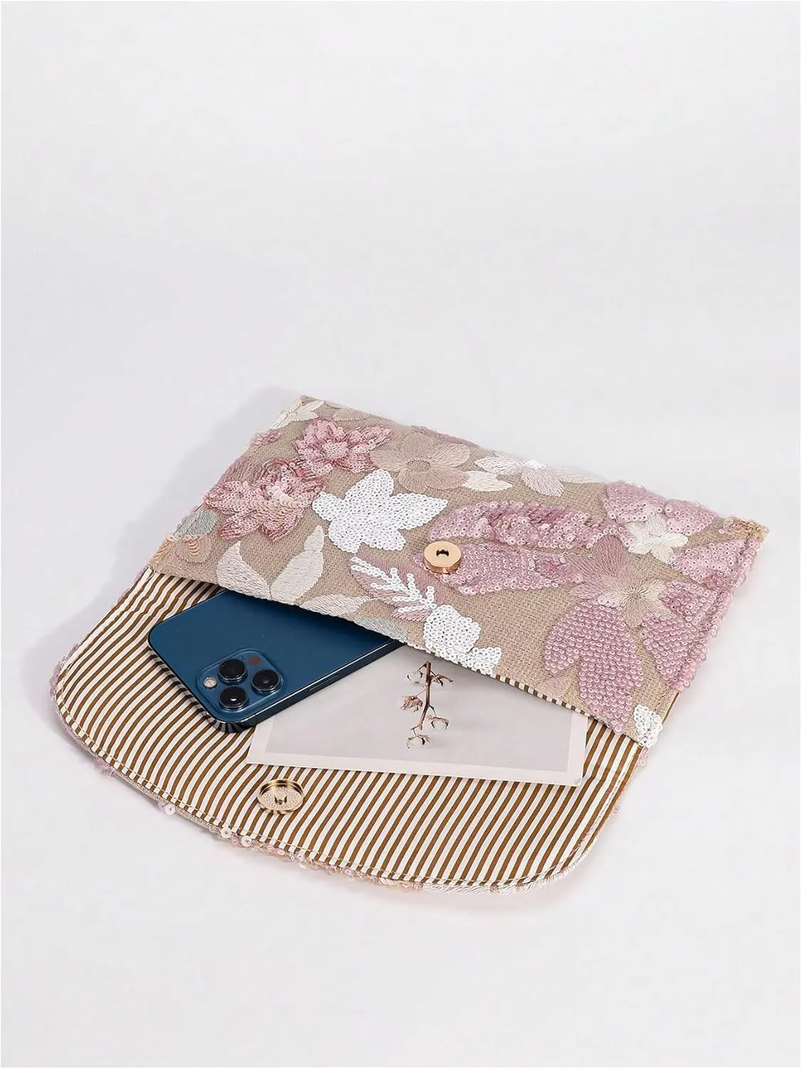 Verdusa Women's Floral Embroidery Sequin Evening Clutch Bags Party Purses
