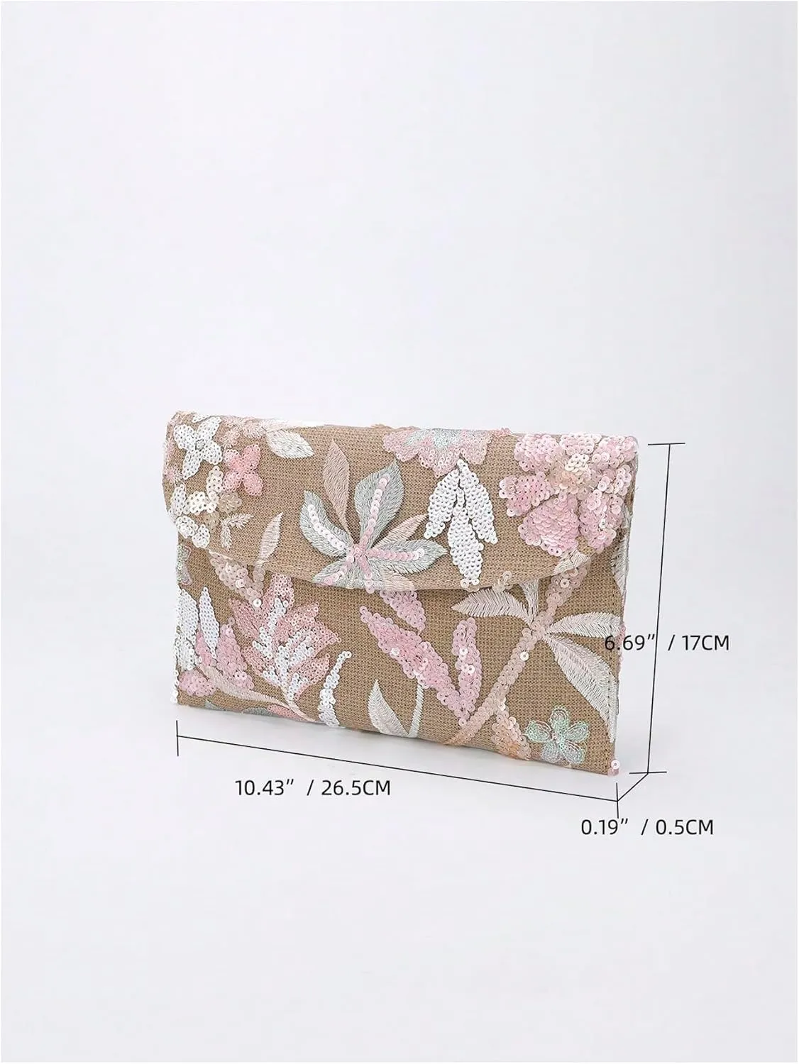 Verdusa Women's Floral Embroidery Sequin Evening Clutch Bags Party Purses
