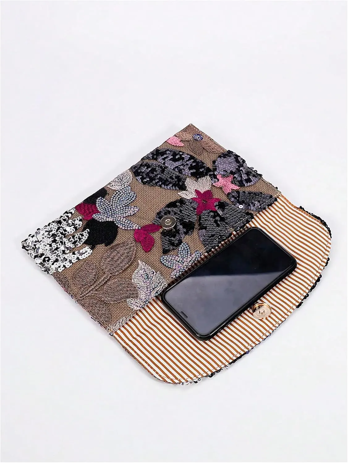 Verdusa Women's Floral Embroidery Sequin Evening Clutch Bags Party Purses