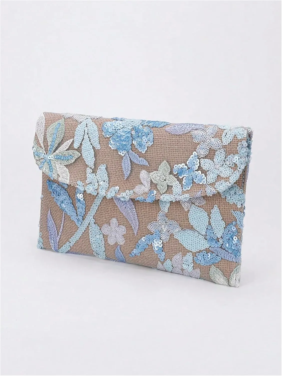 Verdusa Women's Floral Embroidery Sequin Evening Clutch Bags Party Purses