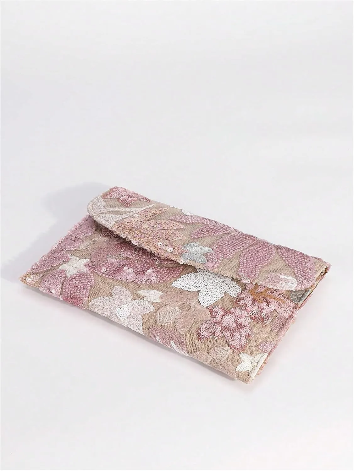 Verdusa Women's Floral Embroidery Sequin Evening Clutch Bags Party Purses