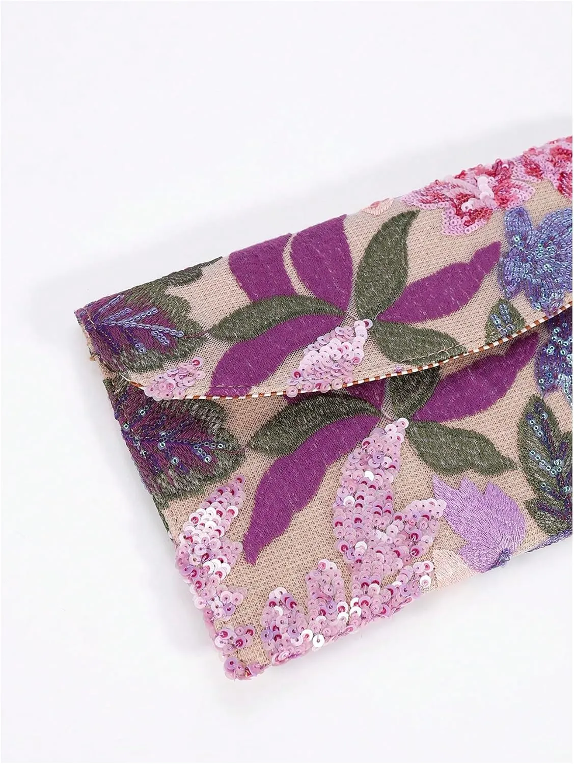 Verdusa Women's Floral Embroidery Sequin Evening Clutch Bags Party Purses