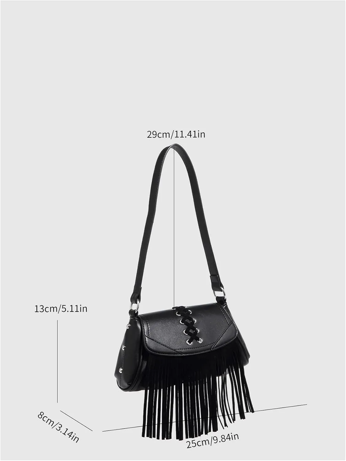 Verdusa Women's Vintage Fringe Lace Up Shoulder Bag Top Handle Underarm Handbags