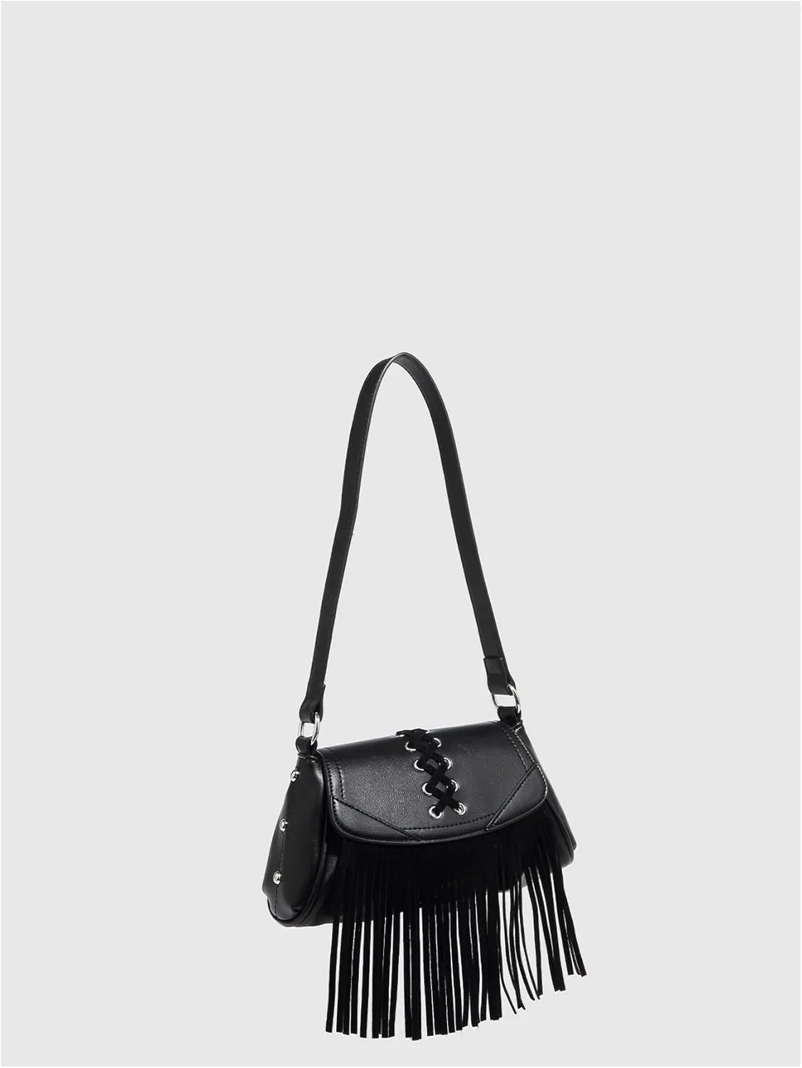 Verdusa Women's Vintage Fringe Lace Up Shoulder Bag Top Handle Underarm Handbags