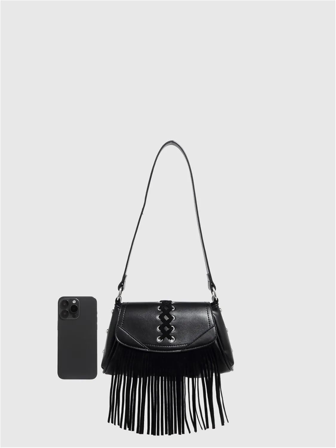 Verdusa Women's Vintage Fringe Lace Up Shoulder Bag Top Handle Underarm Handbags