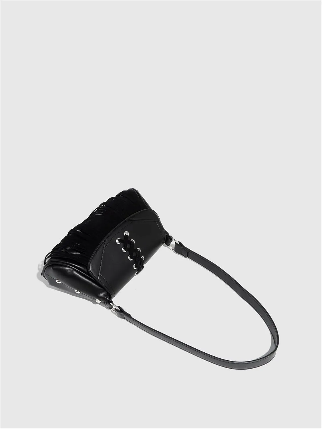 Verdusa Women's Vintage Fringe Lace Up Shoulder Bag Top Handle Underarm Handbags