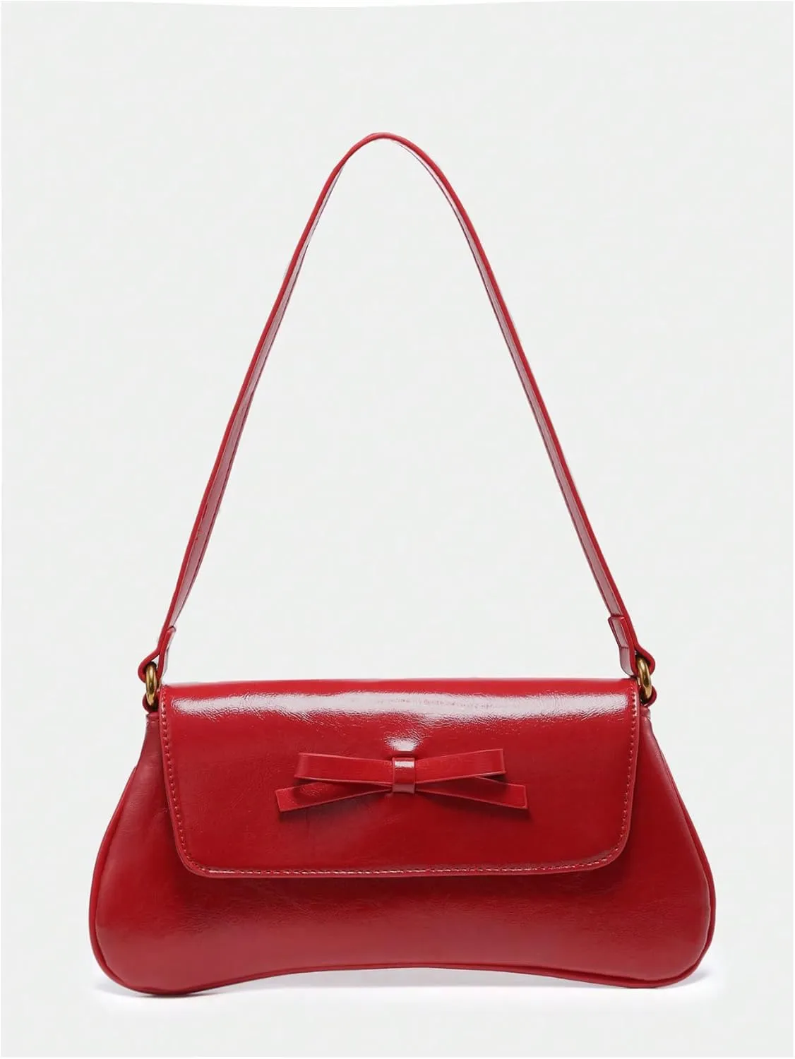 Verdusa Women's Y2K Coquette Bow Tie Vintage Shoulder Bags Lace PU Leather Kawaii Purse Handbag