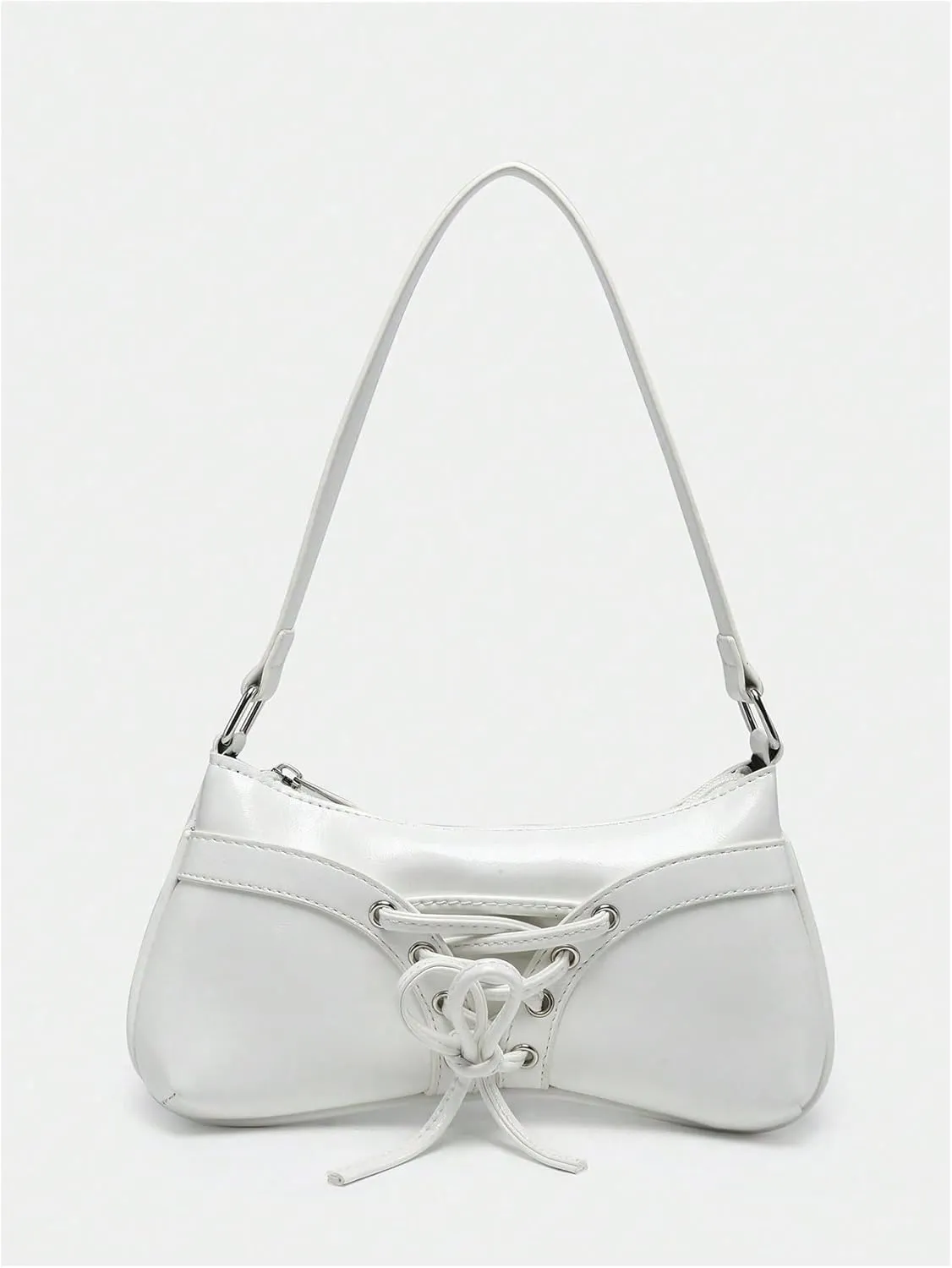 Verdusa Women's Y2K Coquette Bow Tie Vintage Shoulder Bags Lace PU Leather Kawaii Purse Handbag