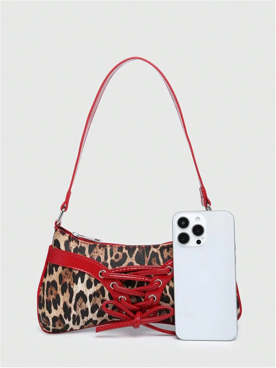 Verdusa Women's Y2K Coquette Bow Tie Vintage Shoulder Bags Lace PU Leather Kawaii Purse Handbag