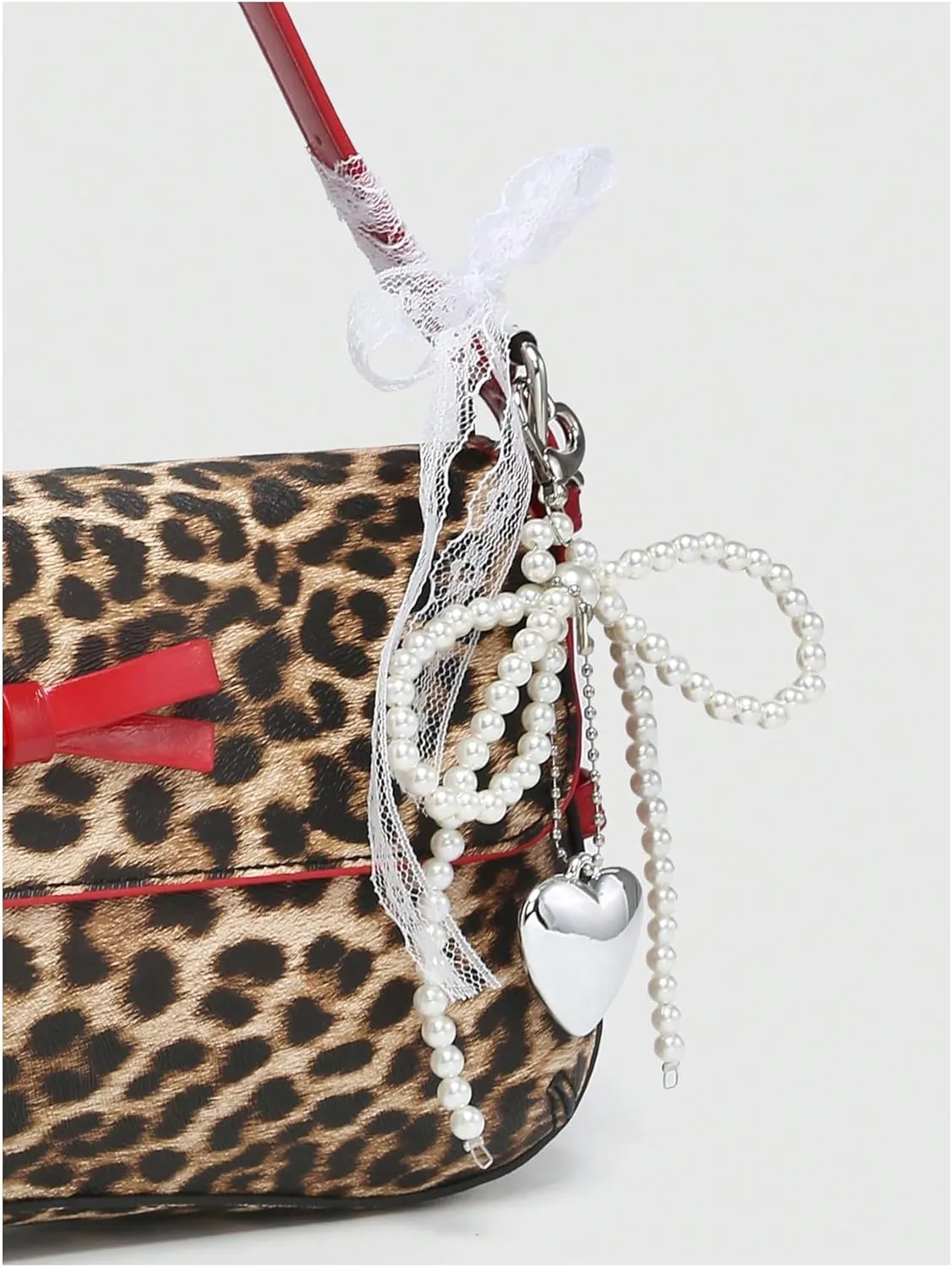 Verdusa Women's Y2K Coquette Bow Tie Vintage Shoulder Bags Lace PU Leather Kawaii Purse Handbag