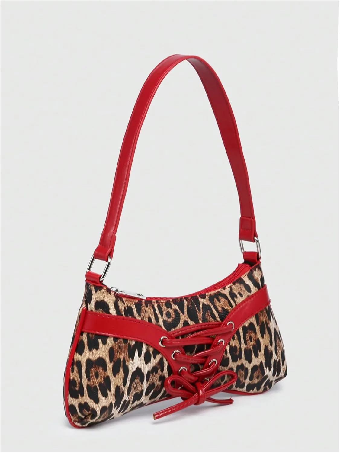 Verdusa Women's Y2K Coquette Bow Tie Vintage Shoulder Bags Lace PU Leather Kawaii Purse Handbag
