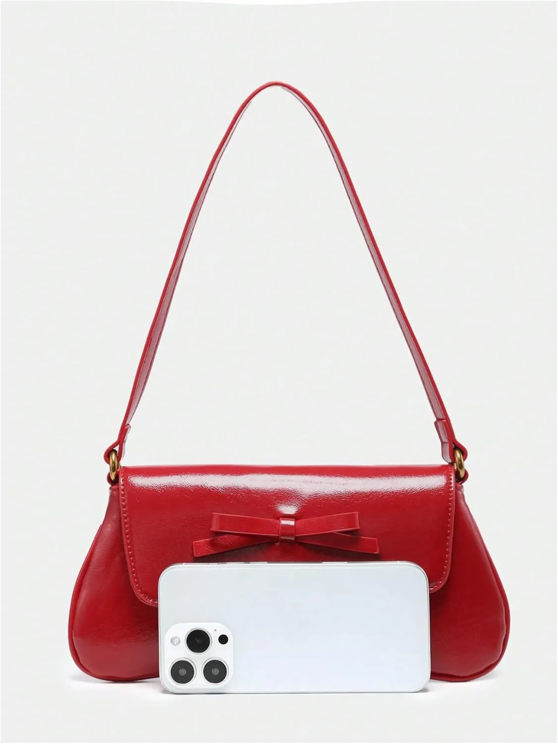Verdusa Women's Y2K Coquette Bow Tie Vintage Shoulder Bags Lace PU Leather Kawaii Purse Handbag