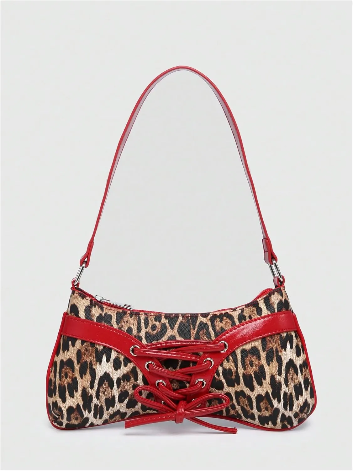 Verdusa Women's Y2K Coquette Bow Tie Vintage Shoulder Bags Lace PU Leather Kawaii Purse Handbag