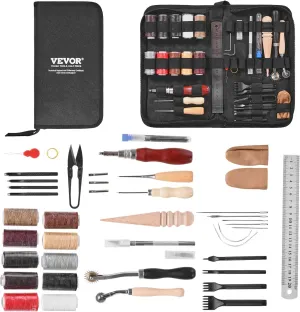 VEVOR Leather Working Tools Kit, 38 PCS Leather Craft Tools with Portable Canvas Storage Bag, Engraving Punching Sewing Stamping Cutting Tools, Ideal for Beginners DIY Enthusiasts and Professionals