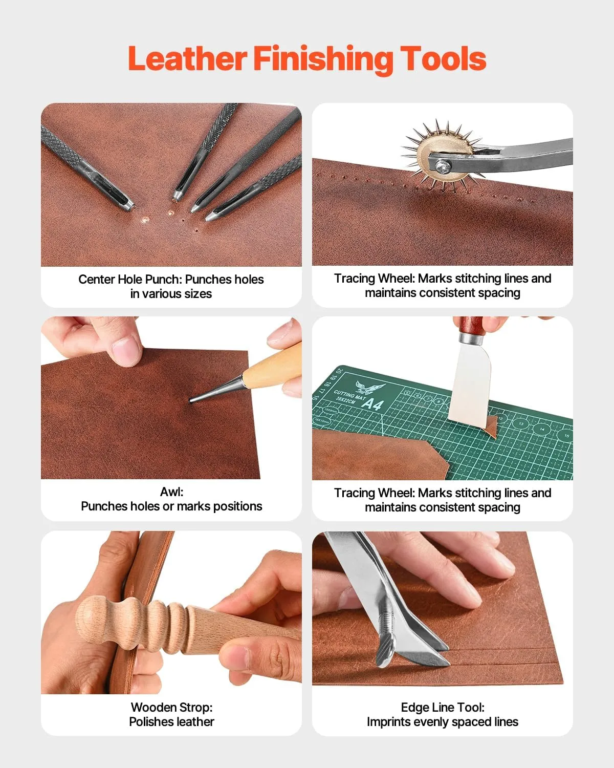 VEVOR Leather Working Tools Kit, 59 PCS Leather Craft Tools with Portable Canvas Storage Bag, Engraving Punching Sewing Stamping Sanding Tools, Ideal for Beginners DIY Enthusiasts and Professionals