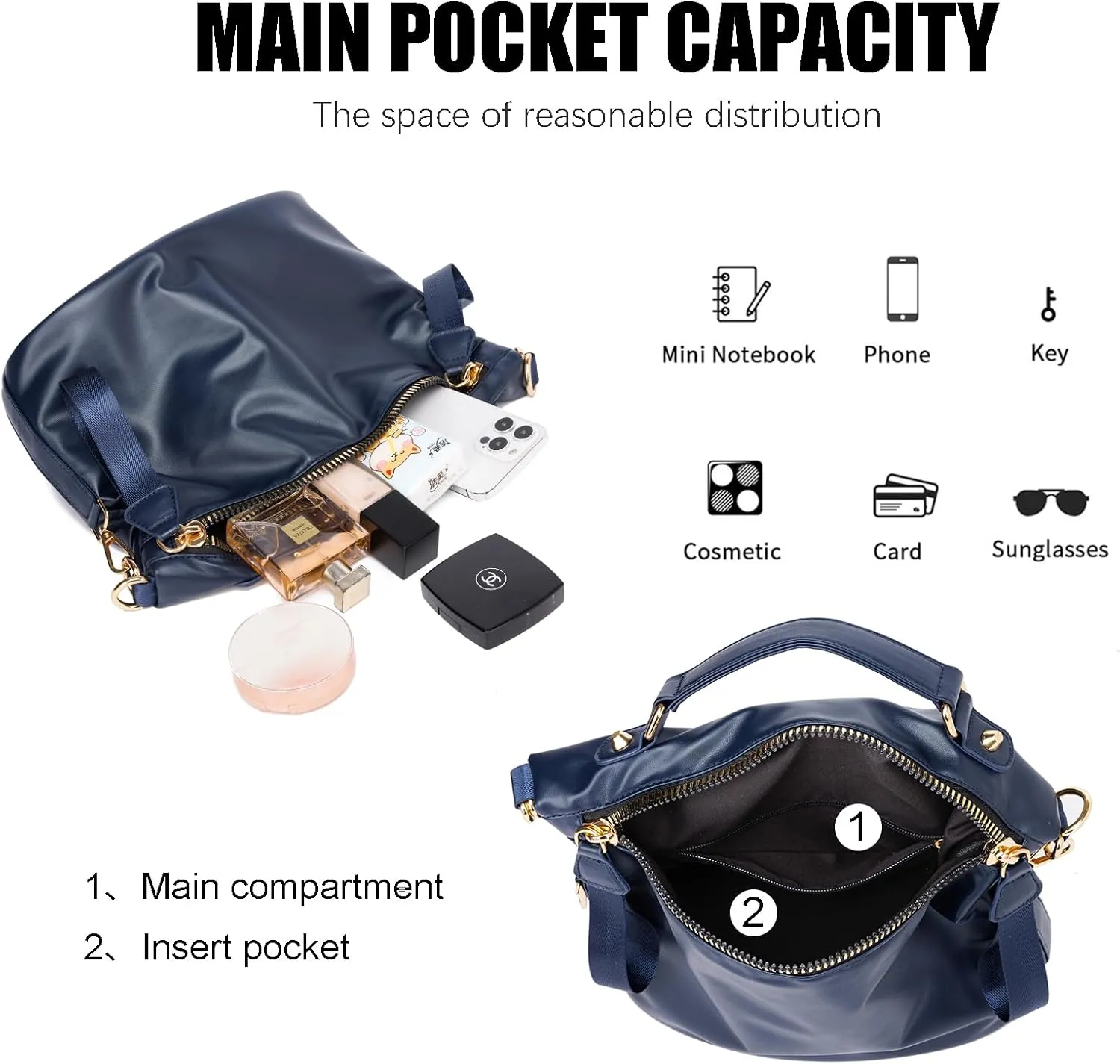 VGOAL Crossbody Bags for Women, Large-Capacity Women Handbag Casual Lightweight Travel Shopping Waterproof Shoulder Bag