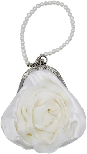 Vintage 3D Lace Flowers Handbag Gorgeous Pearls Chains Handle Clutch Elegant White Floral Evening Purse Bags for Women