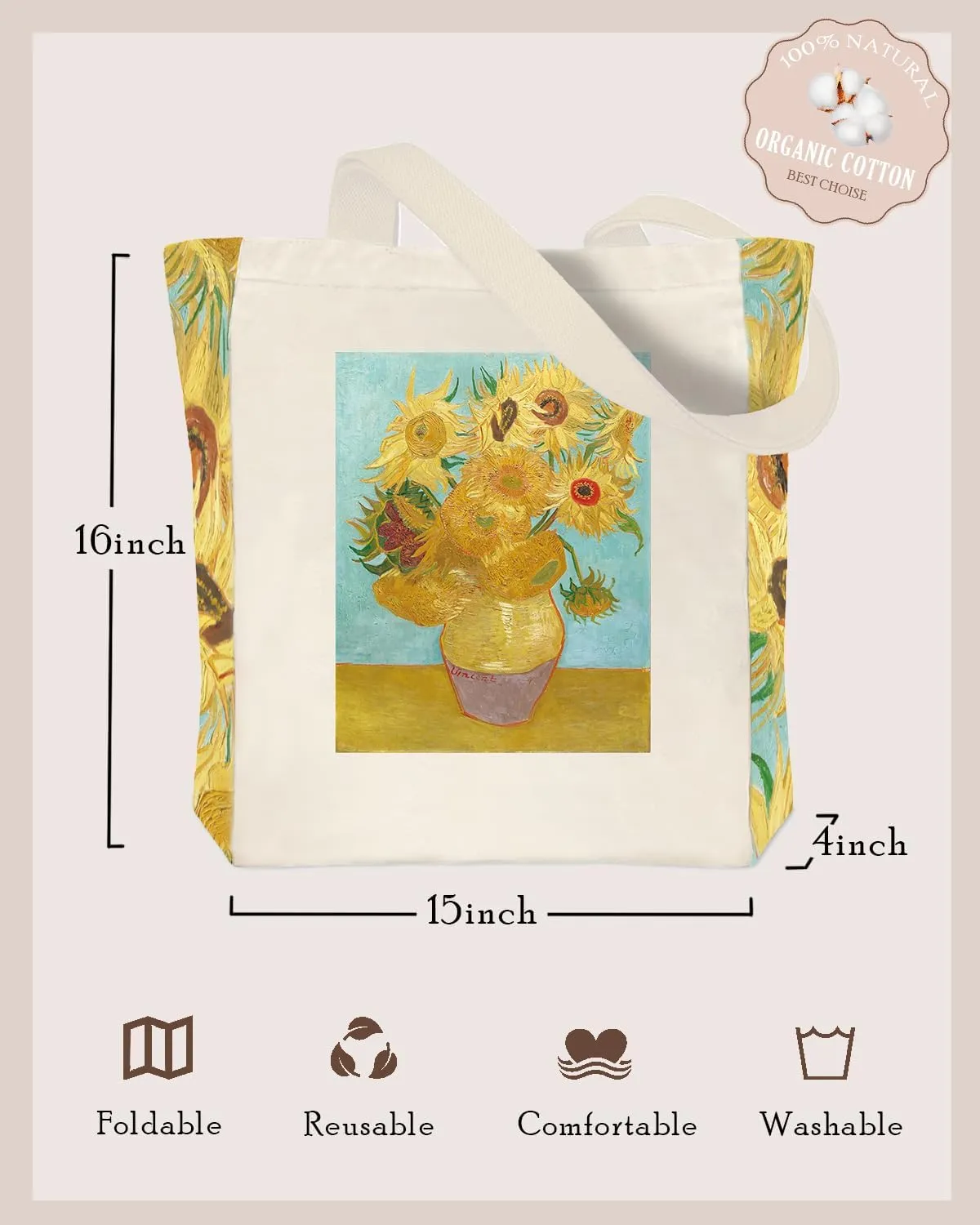 Vintage Aesthetic Canvas Tote Bag Reusable Personalized Shoulder Shopping Bag,