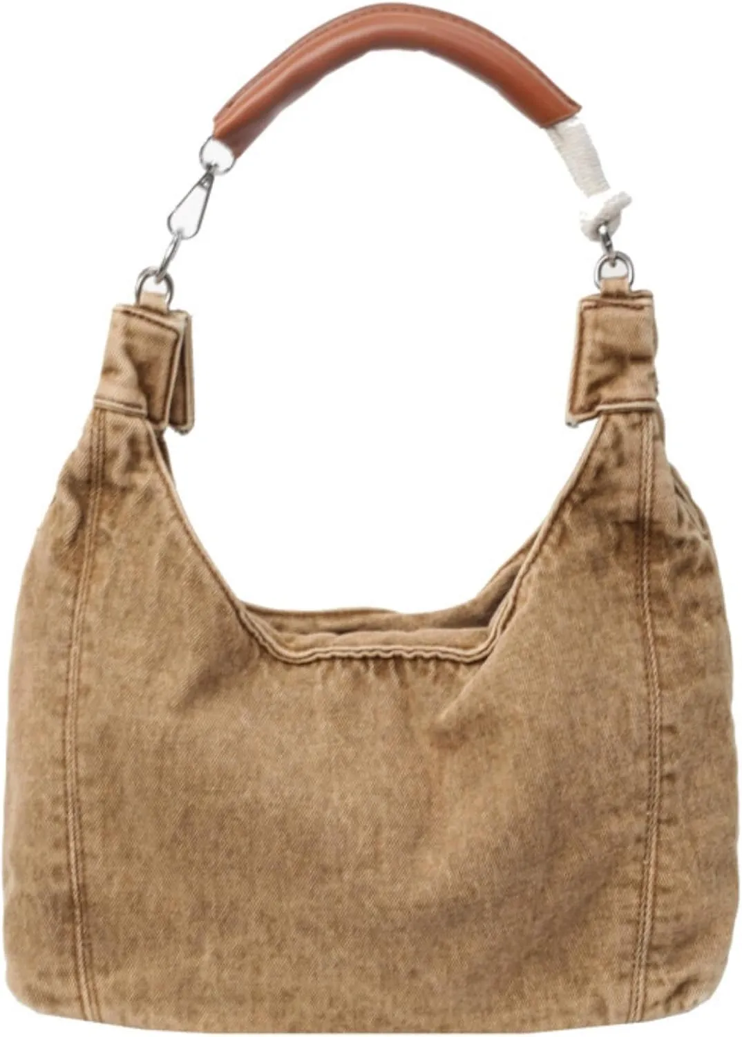 Vintage Denim Tote Handbag for Women Nostalgic Jean Shoulder Bag Purse Casual Top Handle Purse