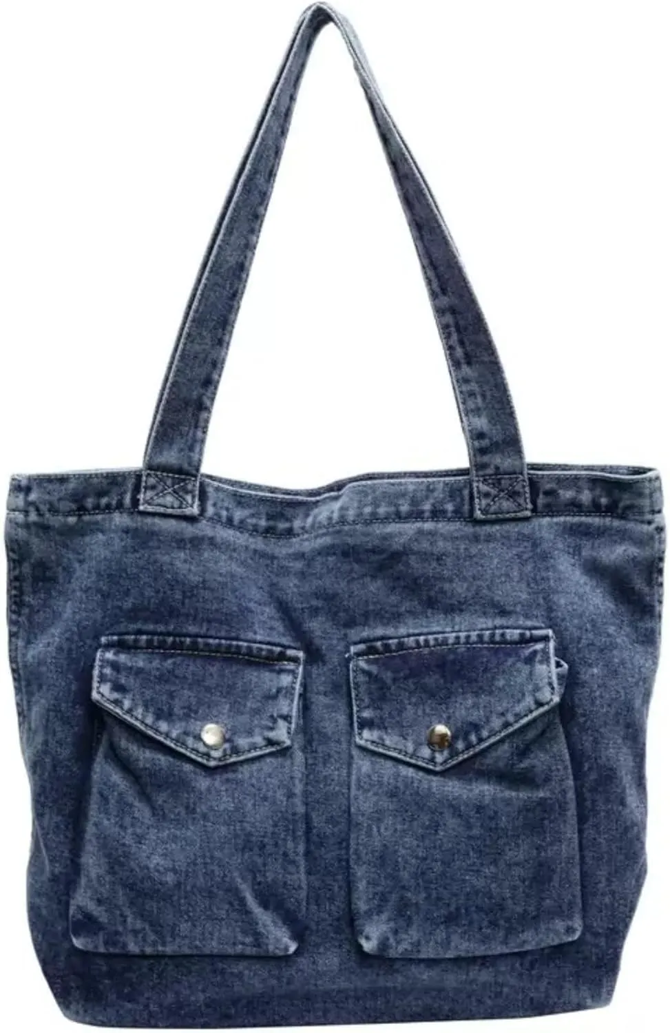 Vintage Denim Tote Handbag for Women Nostalgic Jean Shoulder Bag Purse Casual Top Handle Purse