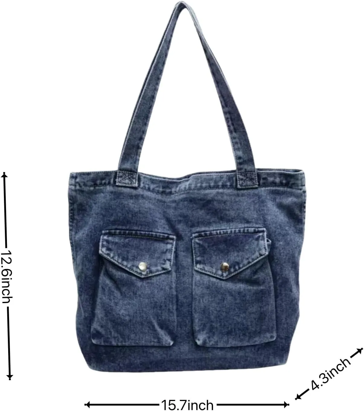 Vintage Denim Tote Handbag for Women Nostalgic Jean Shoulder Bag Purse Casual Top Handle Purse