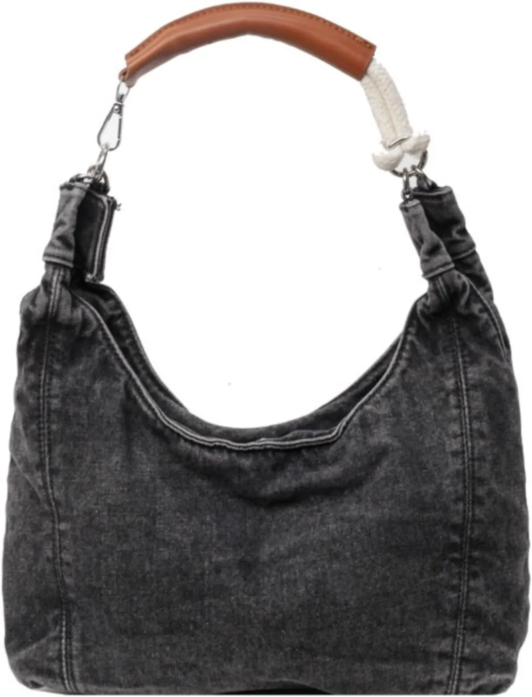 Vintage Denim Tote Handbag for Women Nostalgic Jean Shoulder Bag Purse Casual Top Handle Purse
