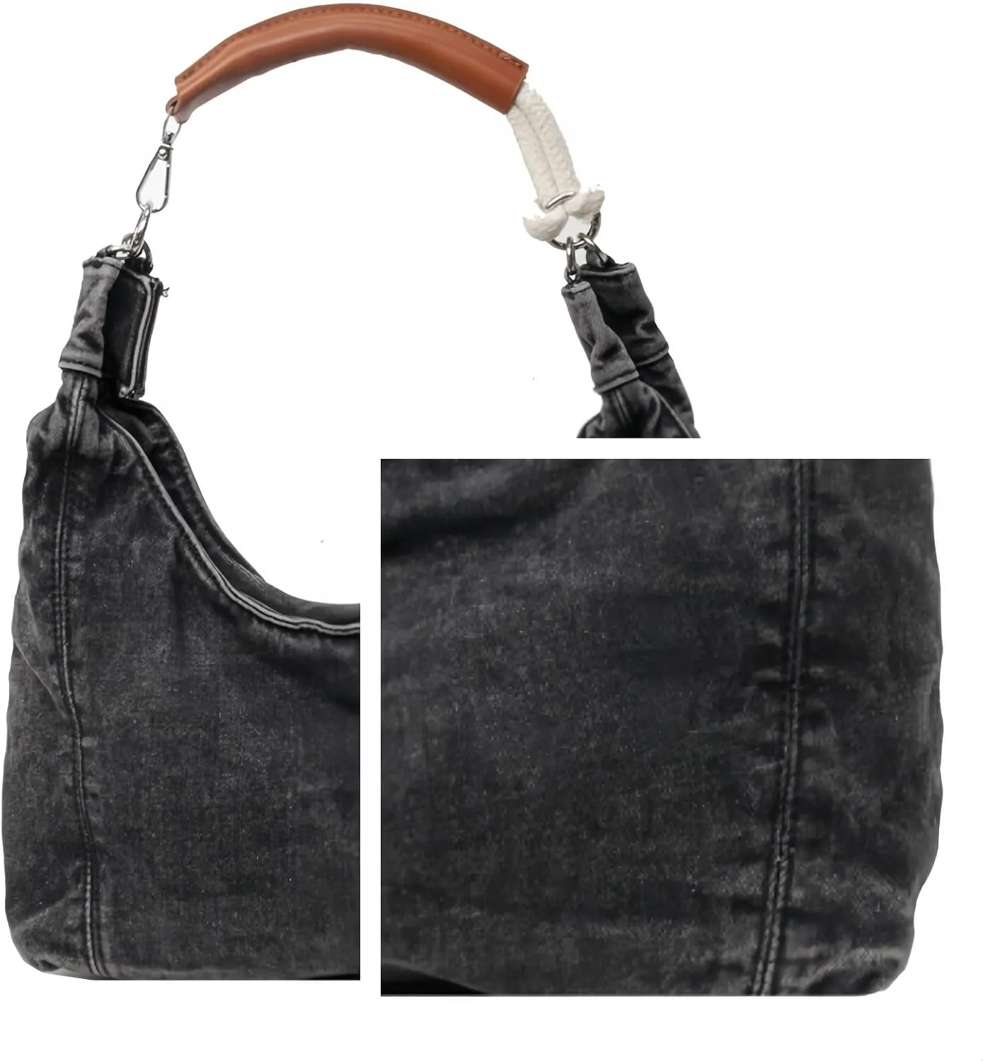 Vintage Denim Tote Handbag for Women Nostalgic Jean Shoulder Bag Purse Casual Top Handle Purse