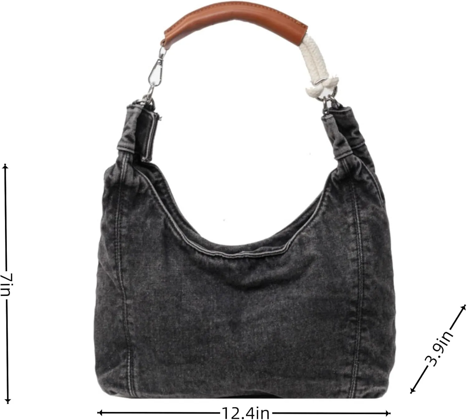 Vintage Denim Tote Handbag for Women Nostalgic Jean Shoulder Bag Purse Casual Top Handle Purse